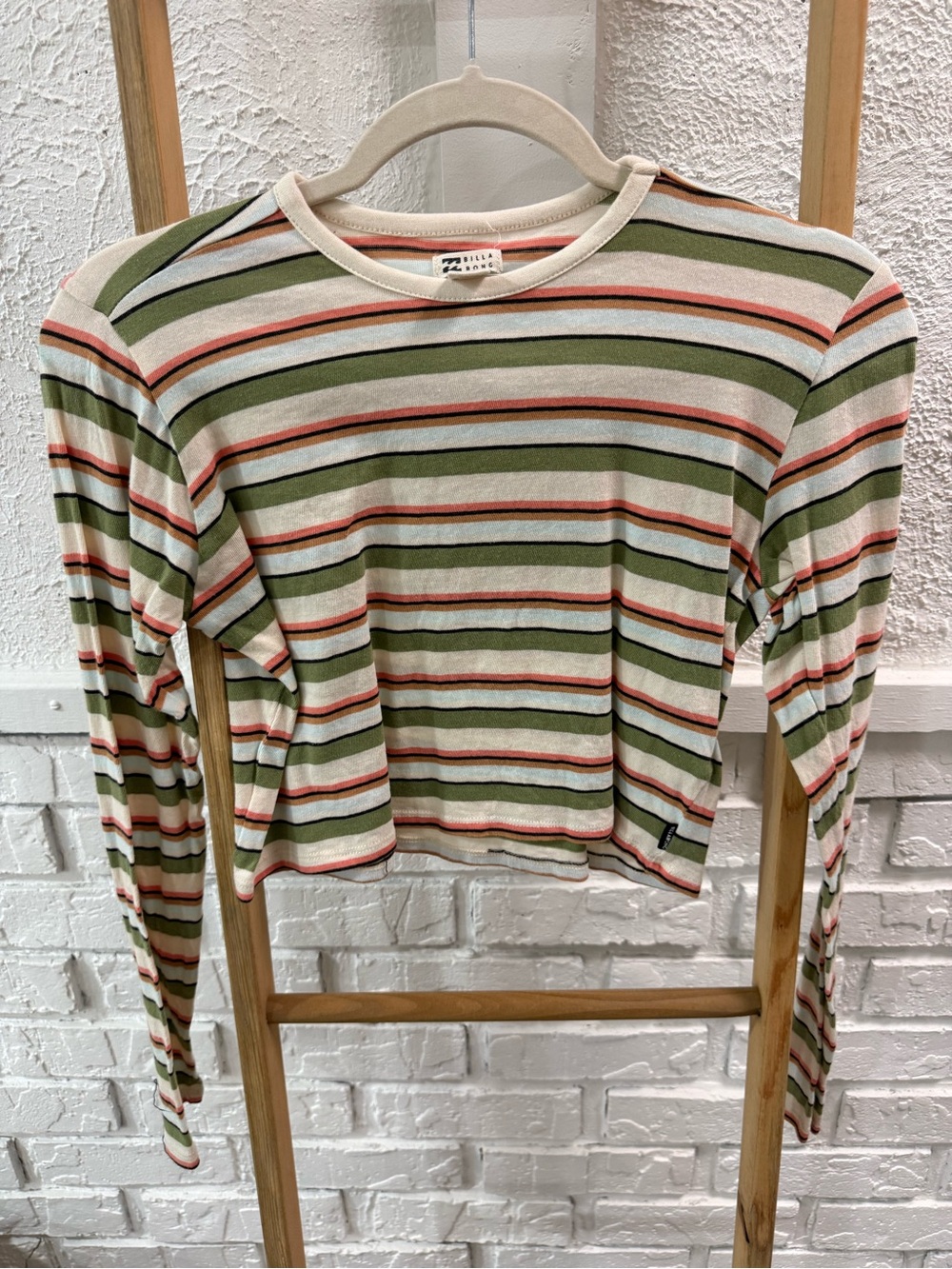Billabong Striped Long-Sleeve Crop Top